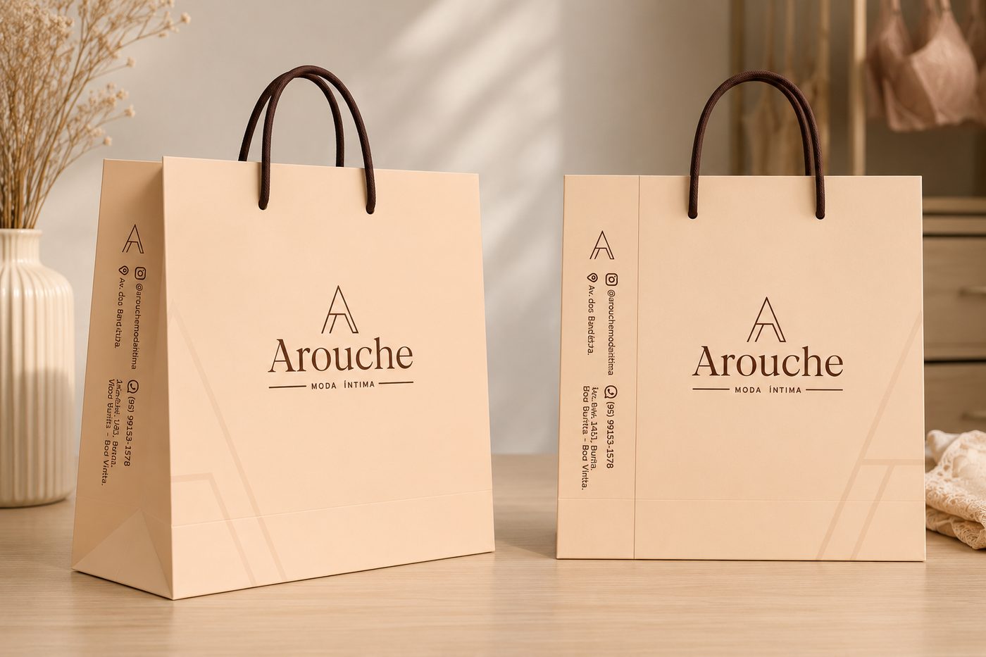 Sacolas creme da Arouche